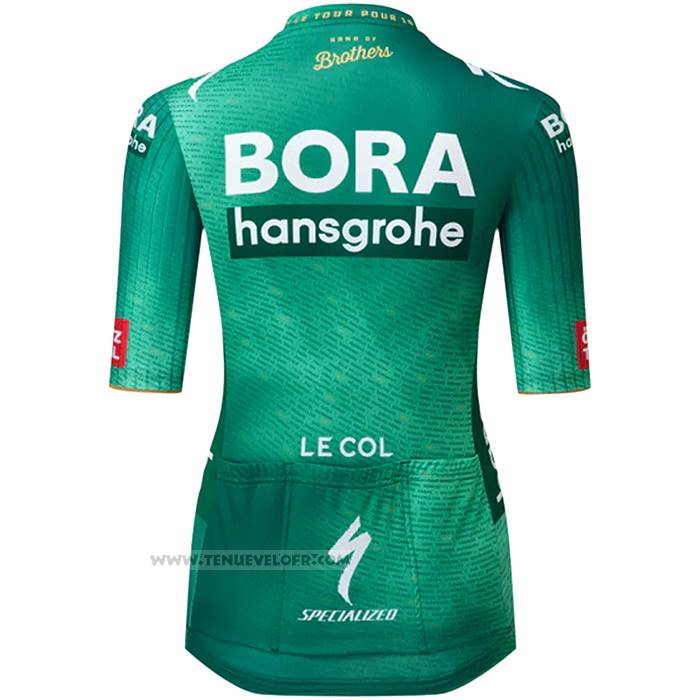 2023 Maillot Cyclisme Femme Bora Hansgrohe Vert Manches Courtes et Cuissard